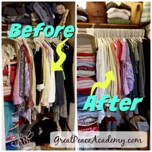 Before and After of an Organized Closets via Renée at Great Peace Academy