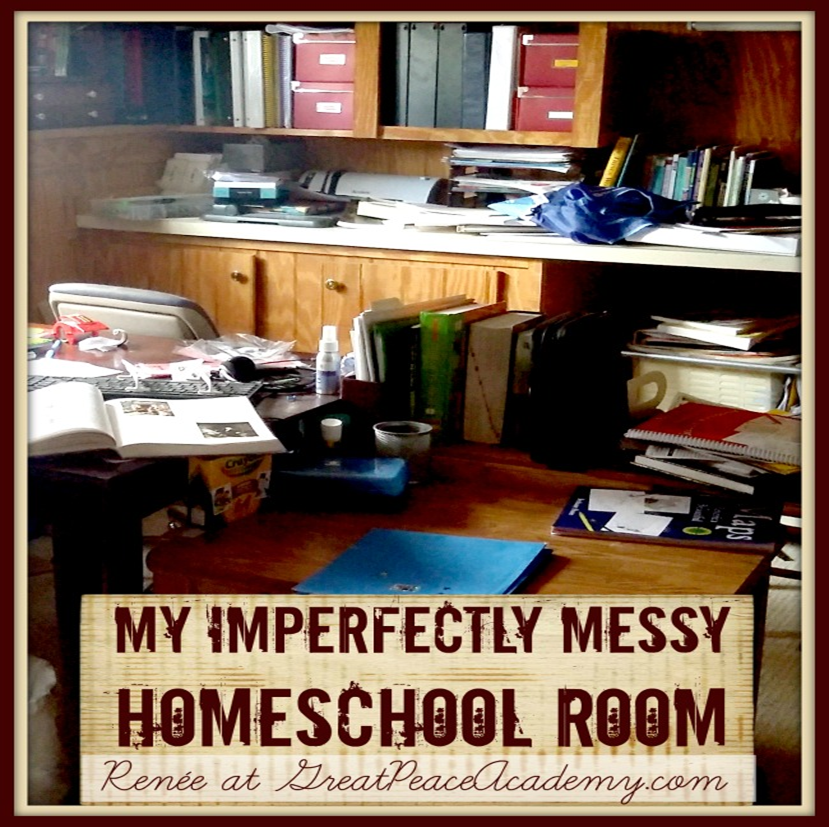 See my imperfectly messy clutter-filled homeschool room, and why it's OK. | Great Peace Academy