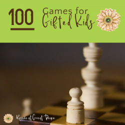 Challenge your students with 100 games for gifted kids. See this resource list at Renée at Great Peace #gifted #homeschool #games #ihsnet