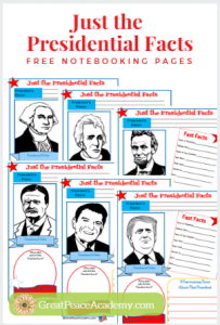 Just the Presidential Facts FREE Notebooking Pages | GreatPeaceAcademy.com #ihsnet