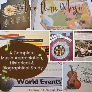 Comprehensive Music Appreciation Curriculum for Elementary Homeschool | Renée at Great Peace #homeschool #homeschoolmusicappreciation #musicappreciation #curriculum #ihsnet