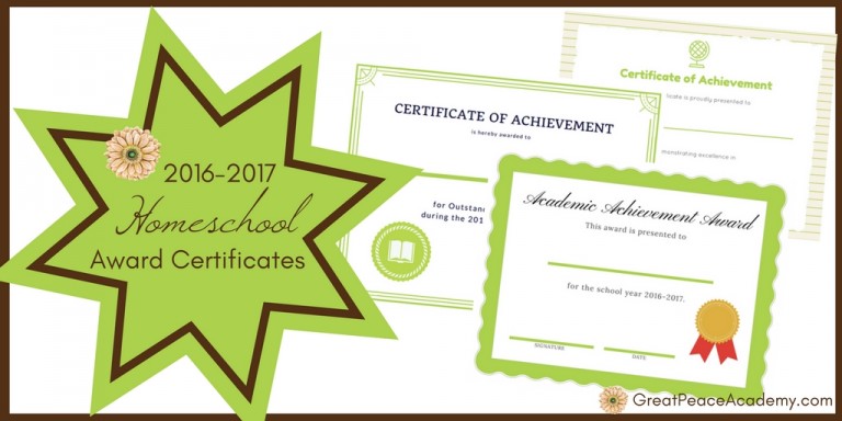 Printable Award Certificates for your Homeschool | Renée at Great Peace