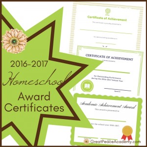 2016-2017 Homeschool Award Certificates | Free Printables | GreatPeaceAcademy.com #ihsnet #homeschool