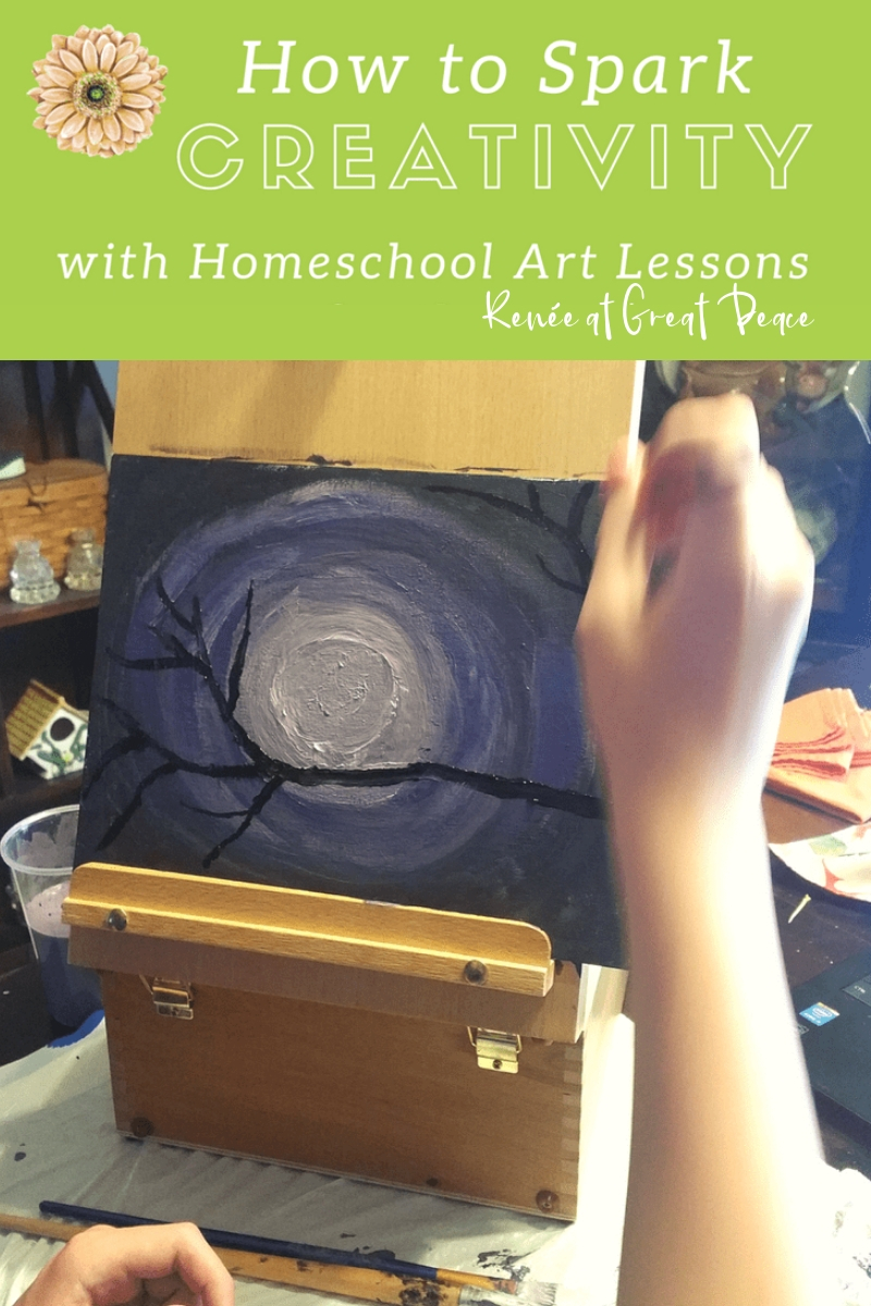 How to Spark Creativity with Homeschool Art Lessons | Renée at Great Peace #homeschool #art #artlessons #homeschoolart #ihsnet