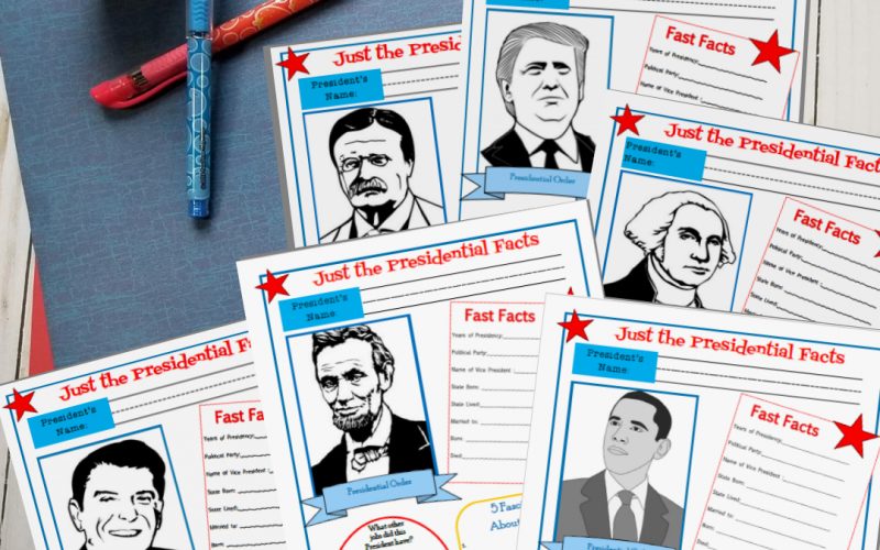 Presidential Facts Notebooking Pages | shop.greatpeaceliving.com #homeschool #presidentsday #notebooking