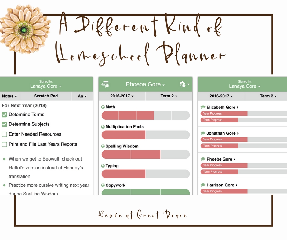 Learn about a New Flexible Homeschool Planning App | Renée at Great Peace #ihsnet