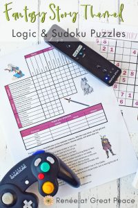 Fantasy Story Logic & Sudoku Puzzles - Get Your Free Printables | Renée at Great Peace #logicpuzzles #gifted #fantasystories #ihsnet #homeschool