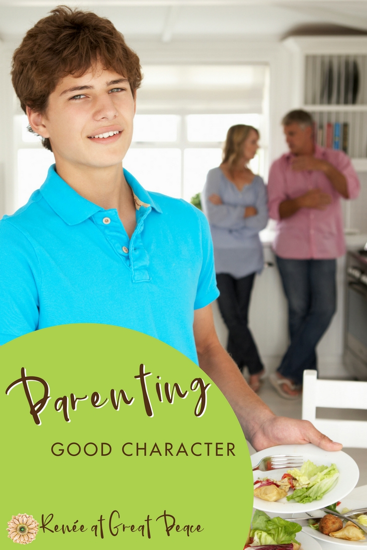 Parenting by Example Good Character Traits | Renée at Great Peace #parenting #moms #goodcharacter #ihsnet