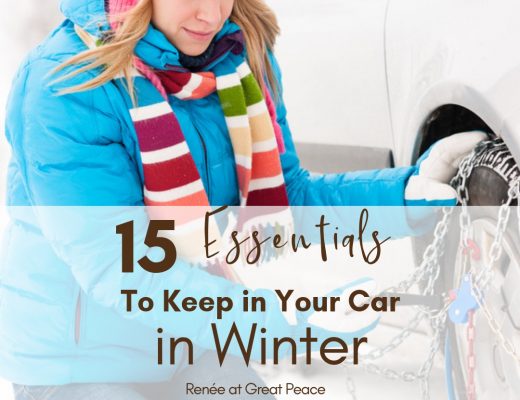 15 Essentials to Keep in Car in Winter | Renée at Great Peace #homemaking #carinwinter #winterpreparations