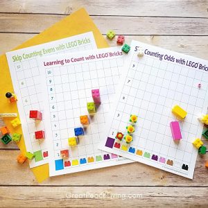 Learning to Count with LEGO Bricks | Renee at Great Peace #freeprintable #LEGOPrintable #LEGOmath #math #homeschoolmath #handsonmath