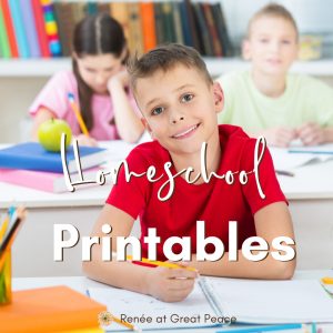 Discover Homeschool Printables that you can download today. | Renée at Great Peace #homeschool #printables #homeschoolmoms #homeschoolers #ihnset