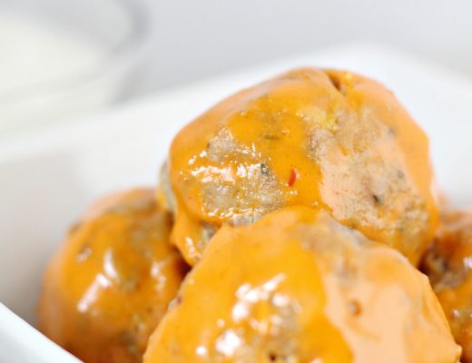 Family Dinner Idea: Recipe for Buffalo Turkey Meatballs | Renee at Great Peace #familydinnerideas #dinnerideas #falldinnerideas #tailgating #football #potluck #fingerfoods #snacks #meatballs #buffalosauce #mealplanning