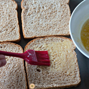 Brush Butter on Bread with Pastry Brush for delicious croutons for BLT Salad