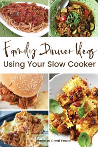 Family Dinner Ideas Using Your Slow Cooker | Renee at Great Peace #mealplanning #dinnerideas #family #dinner #eat #food #slowcooker