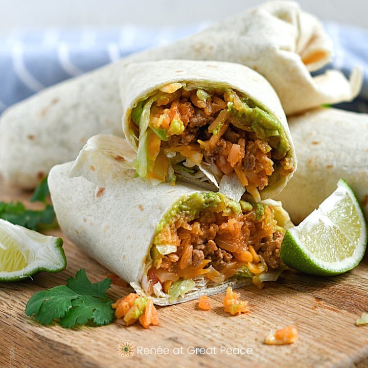 Ground Turkey Burrito Family Dinner Idea | Renee at Great Peace