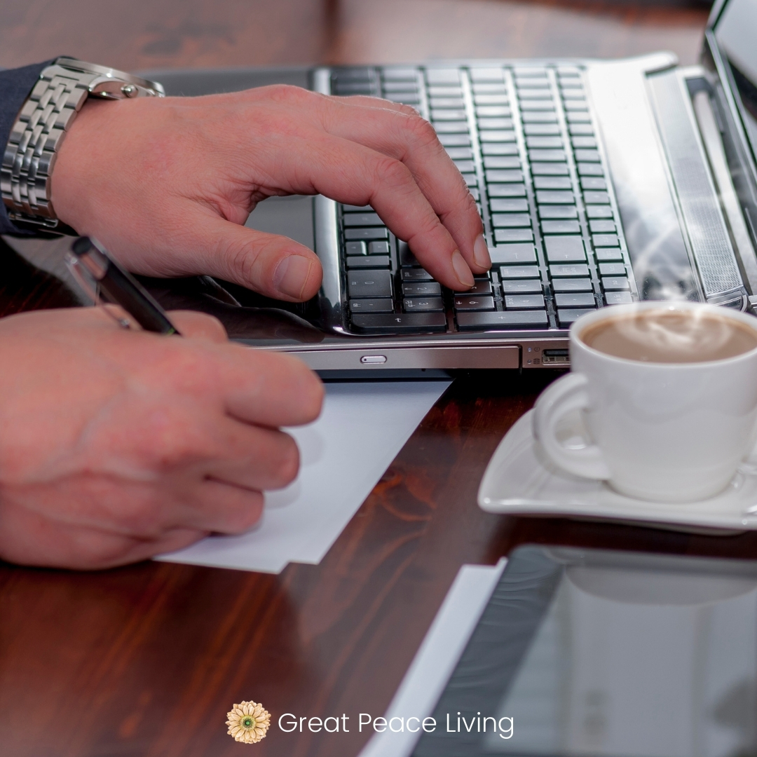 picture of someone working at desk