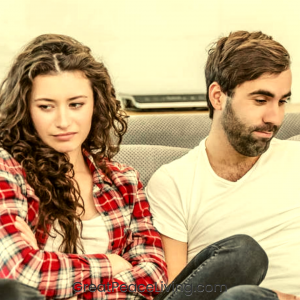 Unhappy couple setting on couch, from blog: Secrets to Having a Long-lasting Marriage | GreatPeaceLiving.com #marriagemoments #marriage