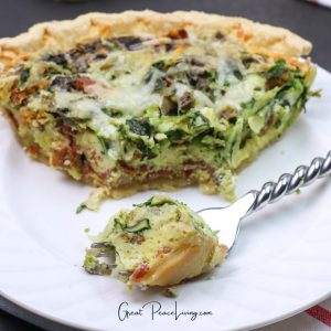 Recipe for Bacon and Swiss Quiche | GreatPeaceLiving.com #mealplanning #breakfast #dinner #family